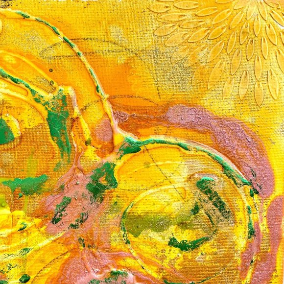 Mother’s Day 1968 II - Original Art Mixed Media Collage Painting 12"x12" - Picture 5 of 6